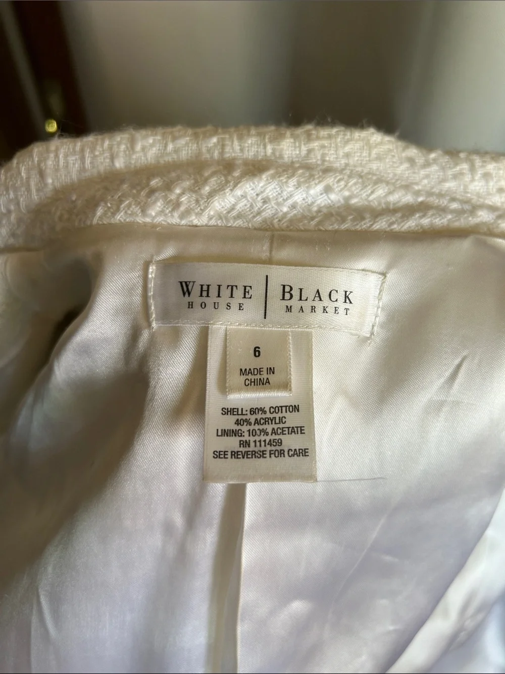 White House Black Market Ivory Fringe-Trim Tweed Blazer - Picture 11 of 11